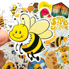 50 Pcs Cute Bee Self-adhesive Waterproof Luggage Cartoon Car Handle Helmet stickers
