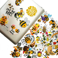 50 Pcs Cute Bee Self-adhesive Waterproof Luggage Cartoon Car Handle Helmet stickers