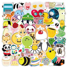 50 Pcs Cute Cartoon Animal Graffiti Stickers Waterproof Luggage Notebook Scooter Stickers