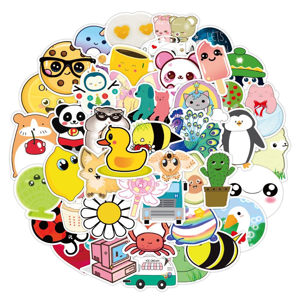 50 Pcs Cute Cartoon Animal Graffiti Stickers Waterproof Luggage Notebook Scooter Stickers