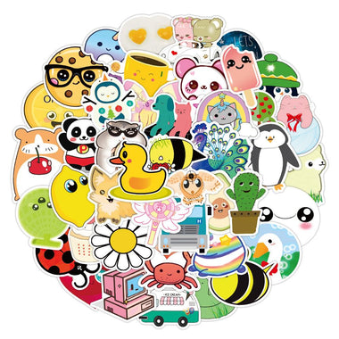 50 Pcs Cute Cartoon Animal Graffiti Stickers Waterproof Luggage Notebook Scooter Stickers