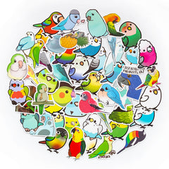 50 Pcs Cute Cartoon Birds Stickers Parrot Waterproof Decals for Kids Teens Adults