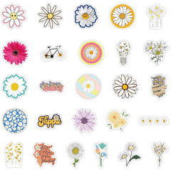 50 Pcs Cute Daisy Stickers Car Luggage Water Bottle Laptop Bike Skateboard Decals
