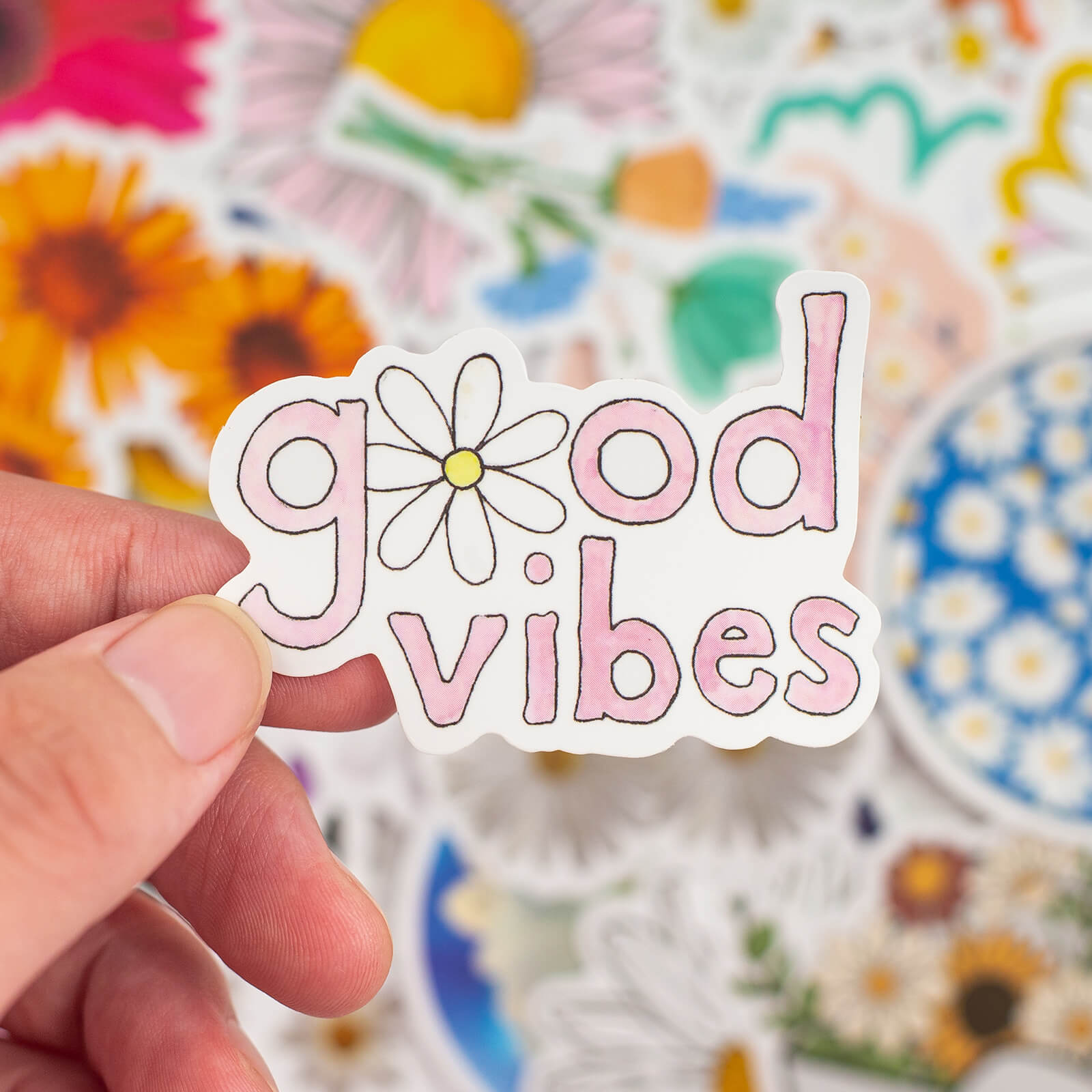 50 Pcs Cute Daisy Stickers Car Luggage Water Bottle Laptop Bike Skateboard Decals