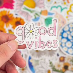 50 Pcs Cute Daisy Stickers Car Luggage Water Bottle Laptop Bike Skateboard Decals