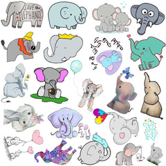 50 Pcs Cute Elephant Vinyl Stickers Cartoon Waterproof Laptop Decals