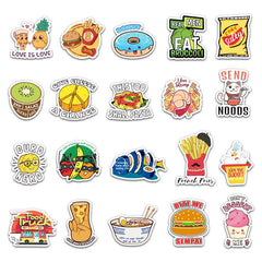 50 Pcs Cute Hamburger Potato Tomato Chips Graffiti Stickers for Water Bottle