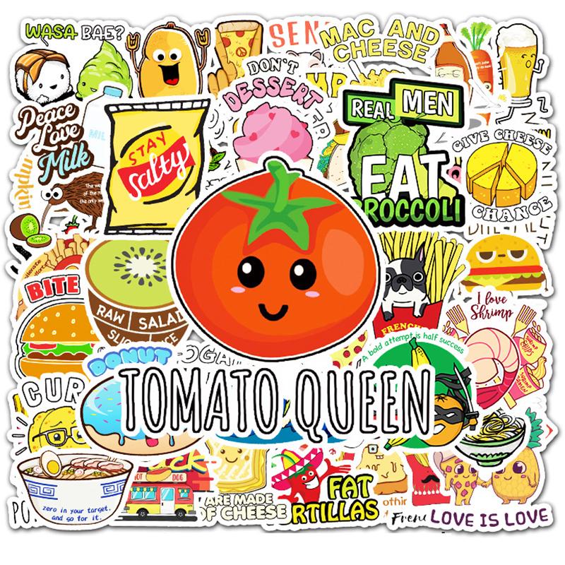 50 Pcs Cute Hamburger Potato Tomato Chips Graffiti Stickers for Water Bottle
