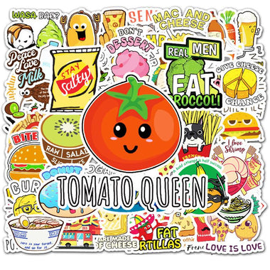 50 Pcs Cute Hamburger Potato Tomato Chips Graffiti Stickers for Water Bottle