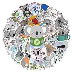 50 Pcs Cute Koala Cartoon Stickers Lovely Animal Waterproof Decals