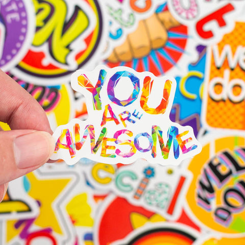 50 Pcs Cute Positive Stickers for Kids Inspirational Rewards Decals