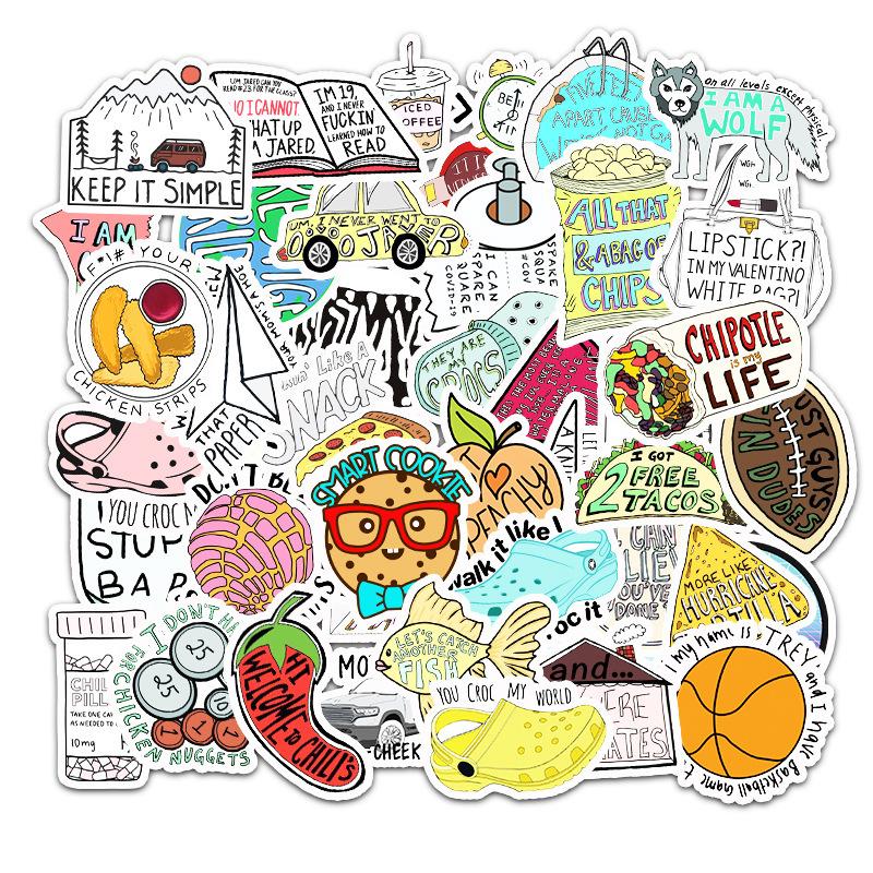 50 Pcs DIY Food Graffiti Stickers Vinyl Decals for Teens Adults