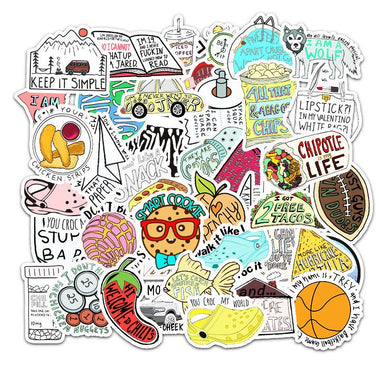 50 Pcs DIY Food Graffiti Stickers Vinyl Decals for Teens Adults