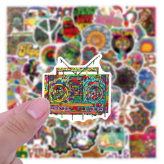 50 Pcs Dazzling Hippie Bus Fresh Graffiti Stickers Car Notebook Decoration Stickers