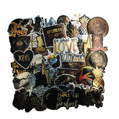 50 Pcs Fashional Gold Sparkle Stickers DIY Graffiti Decals for Laptop Guitar