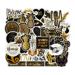 50 Pcs Fashional Gold Sparkle Stickers DIY Graffiti Decals for Laptop Guitar