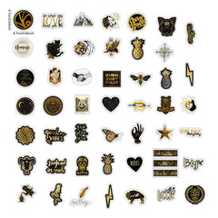 50 Pcs Fashional Gold Sparkle Stickers DIY Graffiti Decals for Laptop Guitar