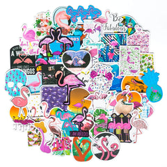 50 Pcs Flamingo Graffiti Stickers Animal Waterproof Sunproof Decals for Notebook Laptop