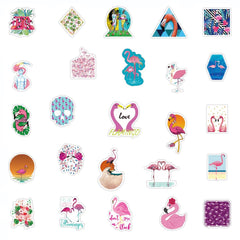50 Pcs Flamingo Graffiti Stickers Animal Waterproof Sunproof Decals for Notebook Laptop