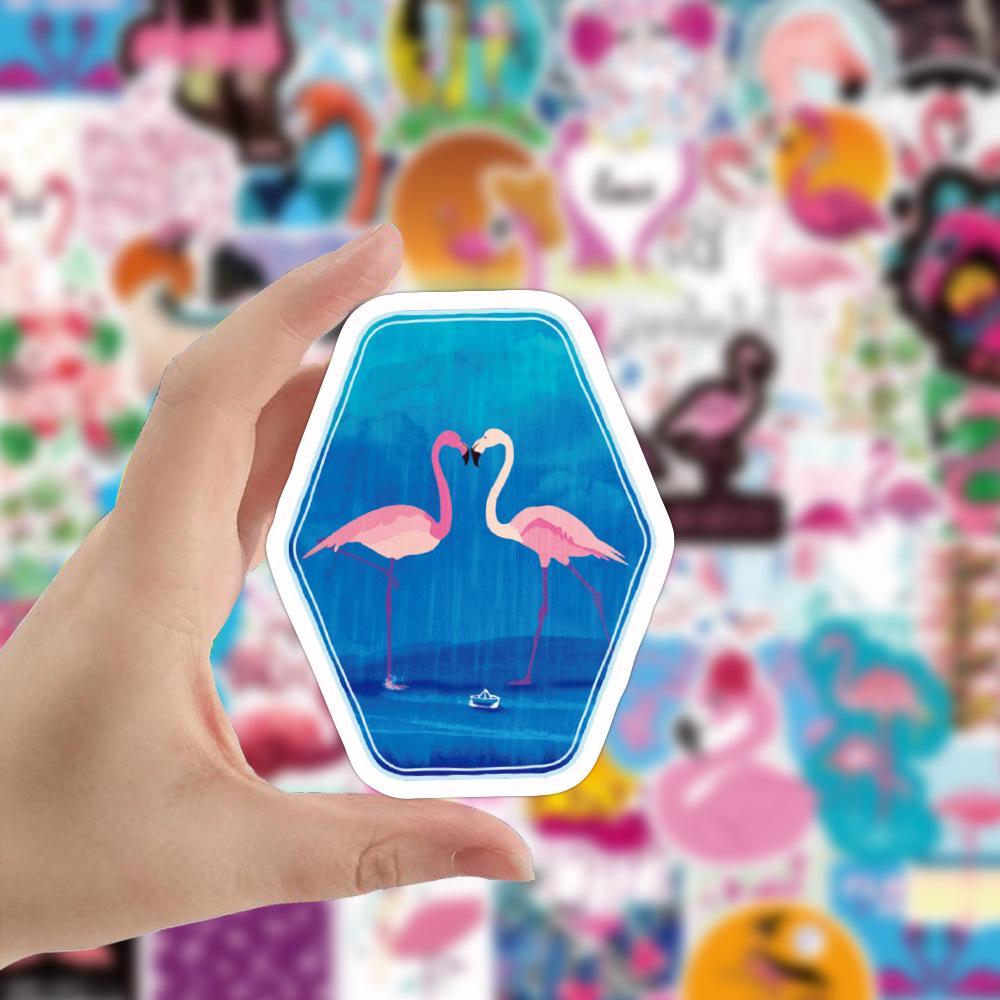 50 Pcs Flamingo Graffiti Stickers Animal Waterproof Sunproof Decals for Notebook Laptop