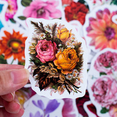 50 Pcs Flower Graffiti Stickers Shear Thin Mug Trolley Case Notebook Cane Waterproof Stickers