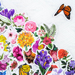 50 Pcs Flower Graffiti Stickers Shear Thin Mug Trolley Case Notebook Cane Waterproof Stickers