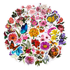 50 Pcs Flower Graffiti Stickers Shear Thin Mug Trolley Case Notebook Cane Waterproof Stickers