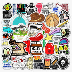 50 Pcs Food DIY Words Stickers Waterproof Decals for Refrigerator Laptop