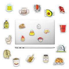 50 Pcs Food Text VSCO Stickers Vinyl Cute Cartoon Guitar Pizza  Decal Stickers