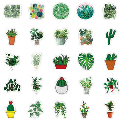 50 Pcs Girl Super Cute Watercolor Cactus and Succulent Plants Stickers