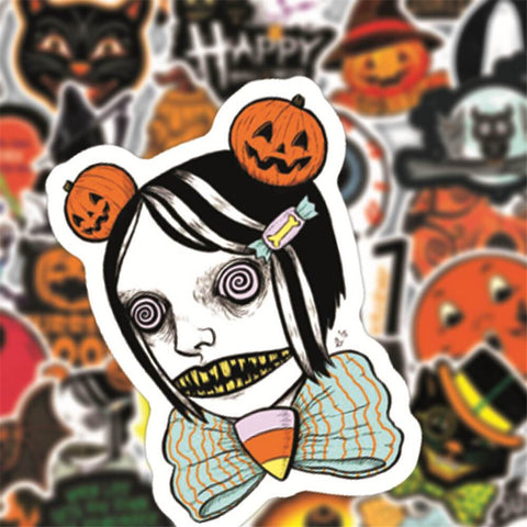 50 Pcs Halloween Scary Pumpkin Doodle Stickers