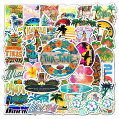 50 Pcs Hawaii Beach Stickers DIY Graffiti Waterproof Vinyl Decals for Luggage Phone