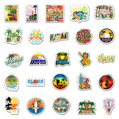 50 Pcs Hawaii Beach Stickers DIY Graffiti Waterproof Vinyl Decals for Luggage Phone