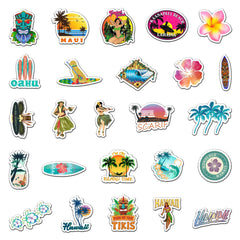 50 Pcs Hawaii Beach Stickers DIY Graffiti Waterproof Vinyl Decals for Luggage Phone