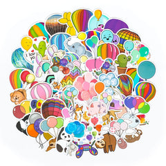 50 Pcs Hot Air Balloon Graffiti Stickers Waterproof Decals for Luggage Water Bottle