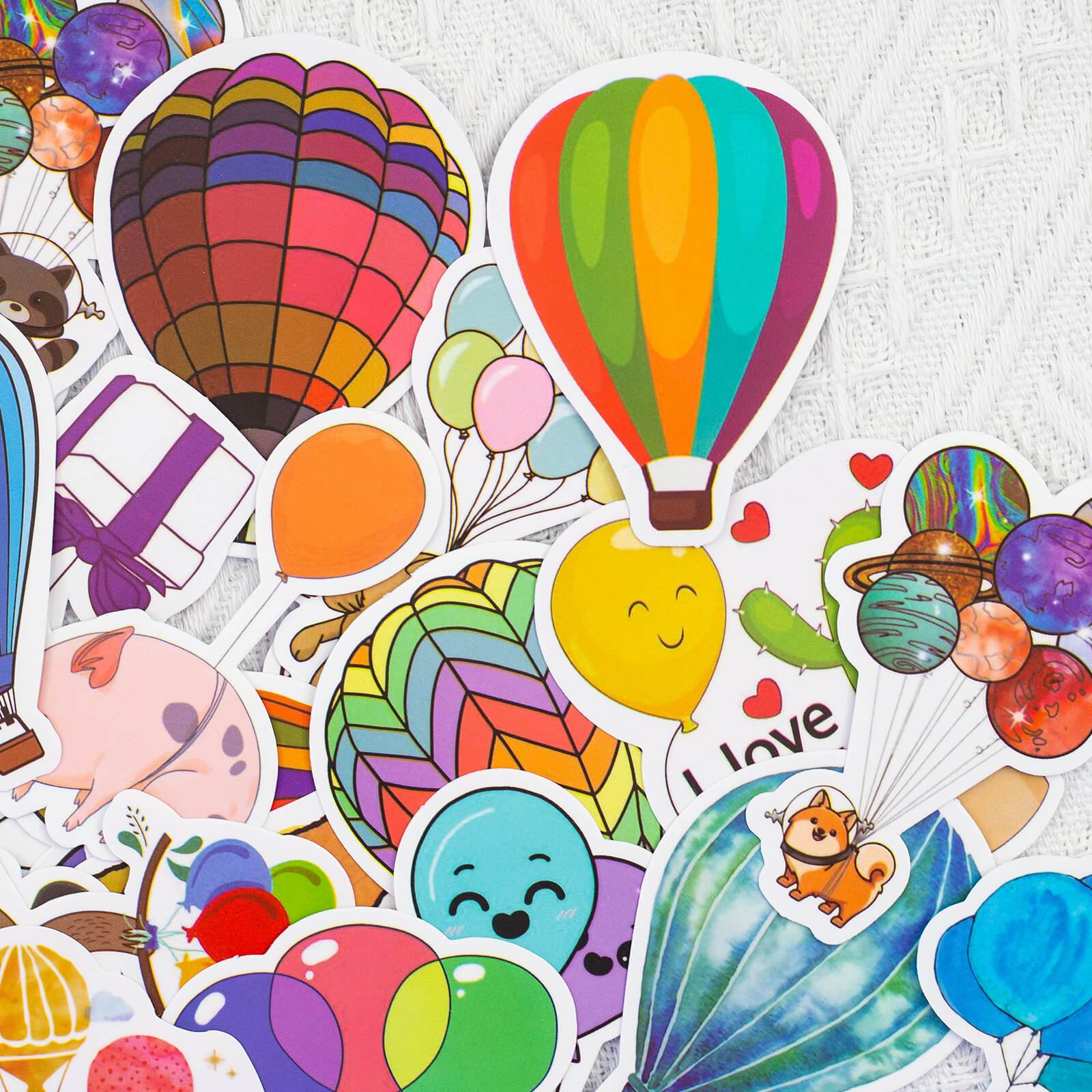 50 Pcs Hot Air Balloon Graffiti Stickers Waterproof Decals for Luggage Water Bottle
