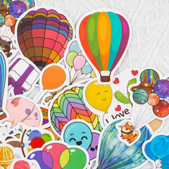 50 Pcs Hot Air Balloon Graffiti Stickers Waterproof Decals for Luggage Water Bottle