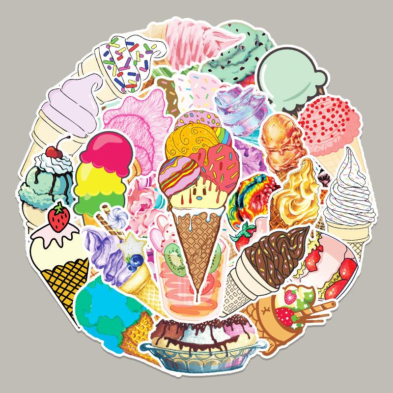 50 Pcs Ice Cream Colorful VSCO Waterproof  Aesthetic Stickers
