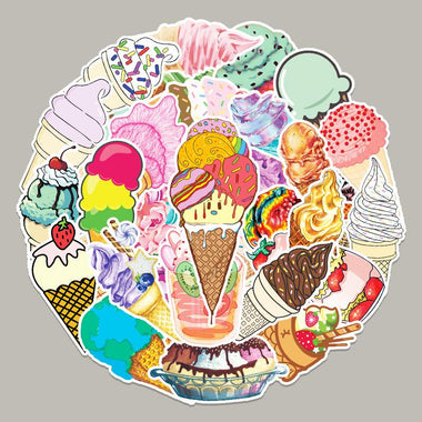 50 Pcs Ice Cream Colorful VSCO Waterproof  Aesthetic Stickers