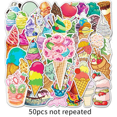 50 Pcs Ice Cream Colorful VSCO Waterproof  Aesthetic Stickers