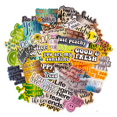 50 Pcs Inspirational Literary Graffiti Stickers Waterproof Luggage Notebook Scooter Mug Stickers