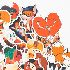 50 Pcs Lovely Fox Stickers Waterproof Vinyl Animal Laptop Luggage Decals