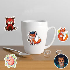 50 Pcs Lovely Fox Stickers Waterproof Vinyl Animal Laptop Luggage Decals