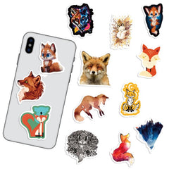 50 Pcs Lovely Fox Stickers Waterproof Vinyl Animal Laptop Luggage Decals