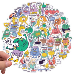 50 Pcs Lovely Fruits Vegatables Cartoon Stickers Waterproof Vinyl Decals