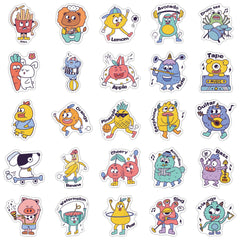 50 Pcs Lovely Fruits Vegatables Cartoon Stickers Waterproof Vinyl Decals