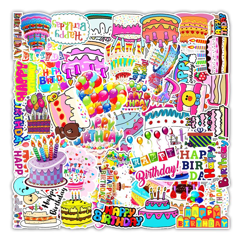 50 Pcs Lovely Happy Birthday Theme Waterproof Stickers for Children