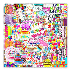 50 Pcs Lovely Happy Birthday Theme Waterproof Stickers for Children