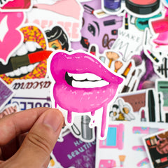 50 Pcs Makeup Stickers Graffiti Vinyl Laptop Stickers for Girls Teens Adults