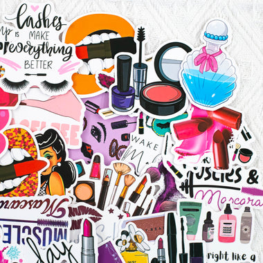 50 Pcs Makeup Stickers Graffiti Vinyl Laptop Stickers for Girls Teens Adults